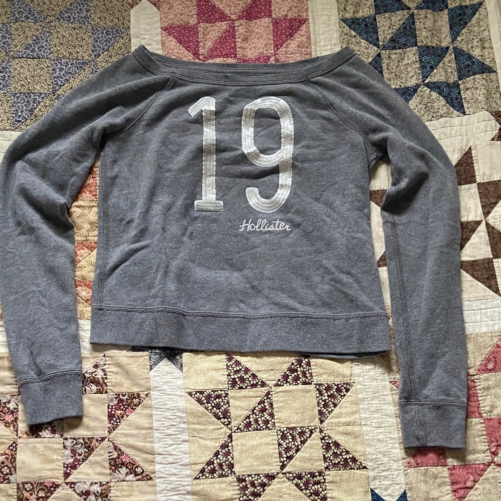 Hollister Charcoal Boat Neck Top